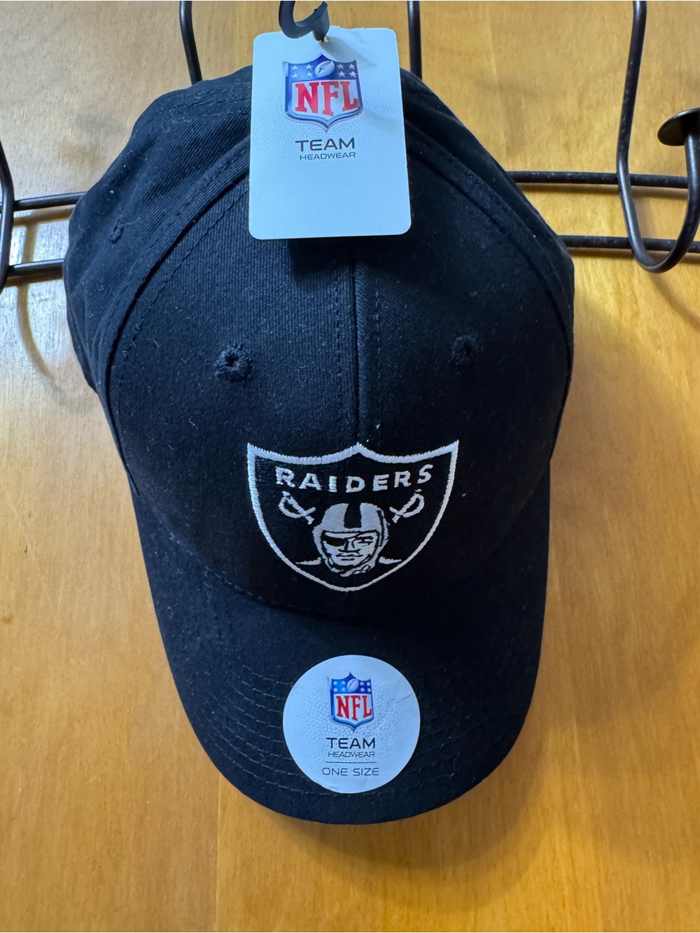 NFL Raiders Black Baseball Cap with White Embroidered Shield